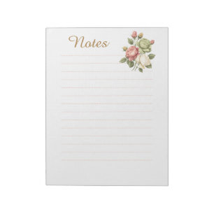 Vintage Elegante Bloemrozen Gelinieerde Notitieboe Notitieblok
