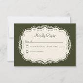 Vintage Elegante Bosgroene QR-code RSVP Kaartje (Voorkant)