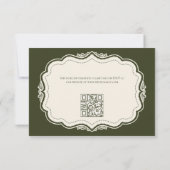 Vintage Elegante Bosgroene QR-code RSVP Kaartje (Achterkant)
