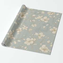 Vintage Elegante Botanische Lijnkunst Cadeaupapier