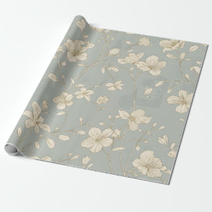 Vintage Elegante Botanische Lijnkunst Cadeaupapier
