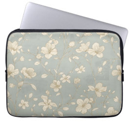 Vintage Elegante Botanische Lijnkunst Laptop Sleeve