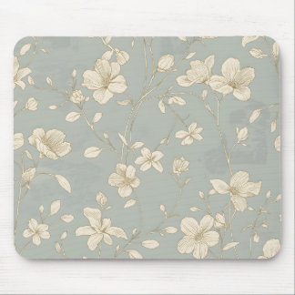 Vintage Elegante Botanische Lijnkunst Muismat