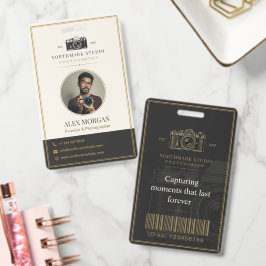 Vintage Elegante Camerafotograaf Studio ID Badge