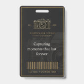 Vintage Elegante Camerafotograaf Studio ID Badge (Achterkant)