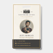 Vintage Elegante Camerafotograaf Studio ID Badge (Voorzijde)