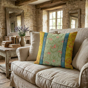 Vintage Elegante Chartreuse Bloem Kussen