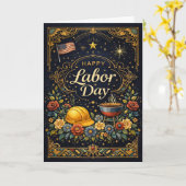 Vintage Elegante Dag van de Arbeid Kaart (Gele Bloem)