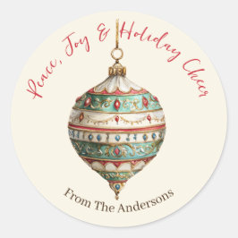 Vintage Elegante Kerstversiering Op Maat Ronde Sticker