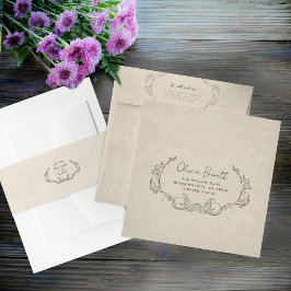 Vintage elegante minimalistische tailleband uitnodigingen wikkel