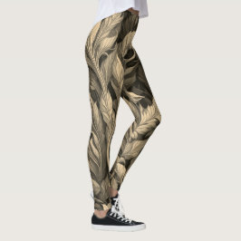 Vintage Elegante Monochroom Beige Botanische Patro Leggings