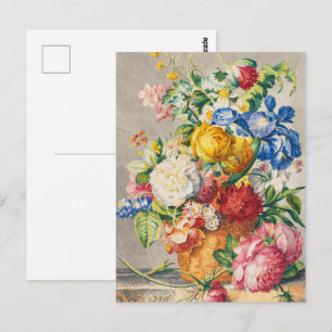 Vintage Elegante Pastelkleurige Bloemige Botanisch Briefkaart