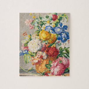 Vintage Elegante Pastelkleurige Bloemige Botanisch Legpuzzel