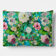 Vintage Elegante Roze Blauwe Bloemige Monogram