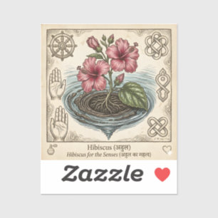 Vintage Elegante Roze Bloem Illustratie Groet Sticker