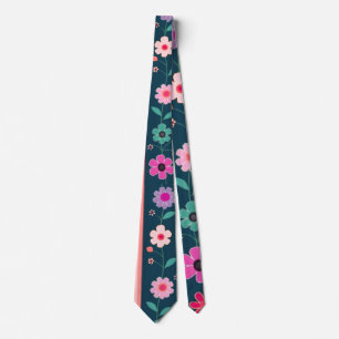 Vintage Elegante Roze Bloemige Botanische Kunst Stropdas