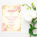 Vintage Elegante Roze Gouden Quinceanera Verjaarda Kaart<br><div class="desc">Vier haar mijlpaal in tijdloze elegantie met deze Vintage Elegante Roze Gouden Quinceañera Uitnodiging.</div>