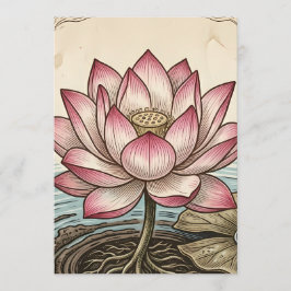 Vintage Elegante Roze Lotus Bloemige Evenementenpr Programmakaart