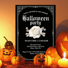 Vintage Elegante Zwarte Zilveren Roos Halloween Fe