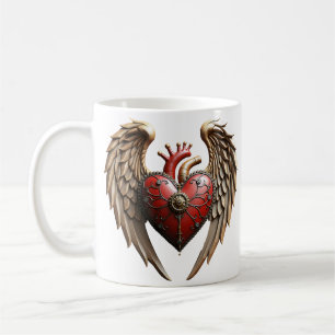 Vintage elegantie: een elegante klok en hart. koffiemok