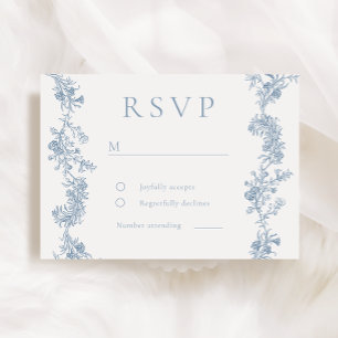 Vintage Elegantie: Klassieke Bloemige Bruiloft RSVP Kaartje
