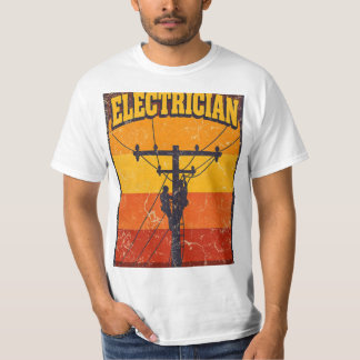 Vintage elektricien hoogspanningsmonteur retro zon t-shirt