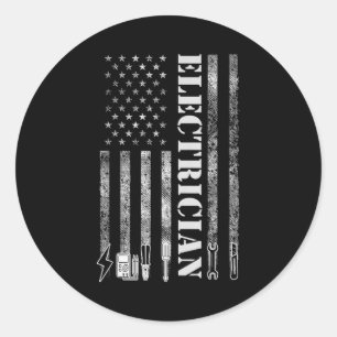 Vintage elektricien Nge USA vlag grafisch Ronde Sticker