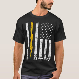 Vintage elektriciensgereedschap VS Amerikaanse vla T-shirt
