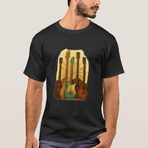 Vintage Elektrische Gitaar Koffie Retro Muzikant O T-shirt