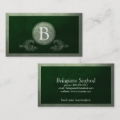 Vintage Elementen (diepzeegroen) Visitekaartje (Voorkant / Achterkant)