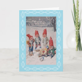 Vintage Elf en het Wenskaart van Kerstmis van de Feestdagen Kaart
