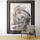 Vintage Elizabeth Gwillim Paars Heron Wandkleed (In situ)