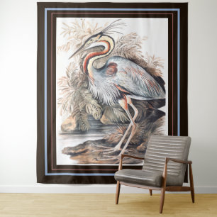 Vintage Elizabeth Gwillim Paars Heron Wandkleed