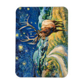 Vintage Elk Starry Night Van Gogh Countryside Magneet (Verticaal)