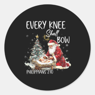 Vintage Elke Knie Zal Buigen Santa Clause Religieu Ronde Sticker