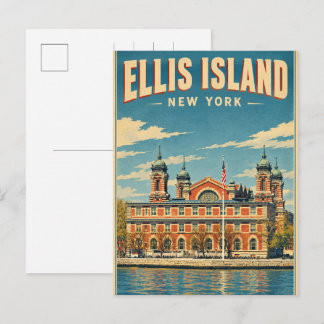 Vintage Ellis Island New York Travel gifts Briefkaart
