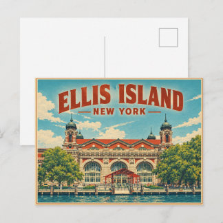 Vintage Ellis Island New York Travel gifts Briefkaart