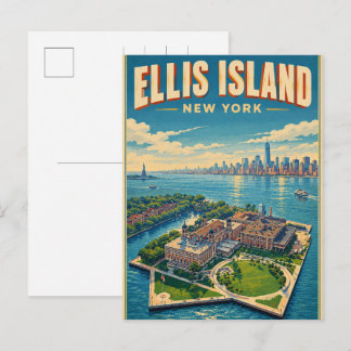 Vintage Ellis Island New York Travel gifts Briefkaart