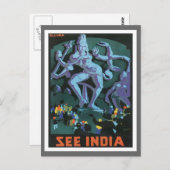Vintage Ellora Caves India Briefkaart (Voorkant / Achterkant)