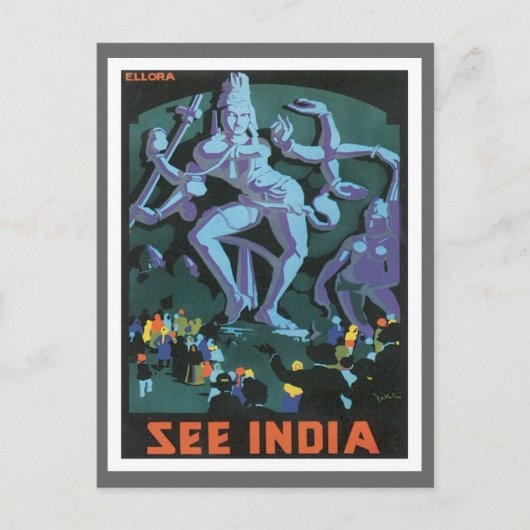 Vintage Ellora Caves India Briefkaart (Voorkant)