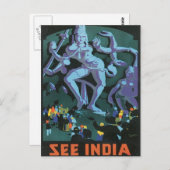 Vintage Ellora Caves India Briefkaart (Voorkant / Achterkant)