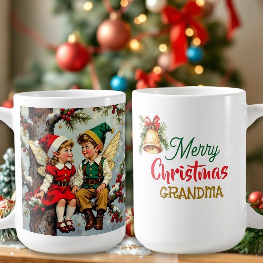 Vintage Elven Fairy Children Christmas Personalize Koffiemok