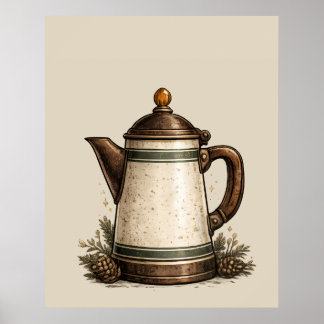 Vintage Emaille Koffiepot Poster