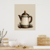 Vintage Emaille Koffiepot Poster (Keuken)