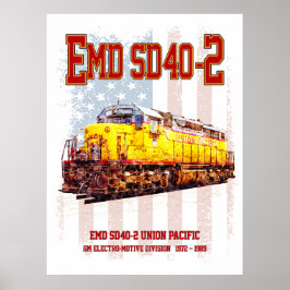 Vintage EMD SD40-2 diesellocomotief Amerikaanse vl Poster