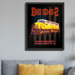 Vintage EMD SD40-2 diesellocomotief Amerikaanse vl Poster