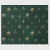Vintage Emerald Gold Christmas Pattern Cadeaupapier (Vlak)