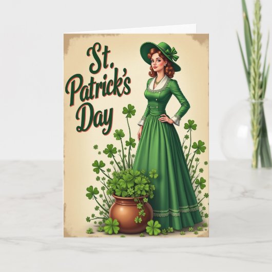 Vintage Emerald St. Patrick's Day Kaart (Voorkant)