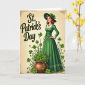 Vintage Emerald St. Patrick's Day Kaart (Gele Bloem)