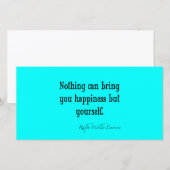 Vintage Emerson Spreuk over Geluk Neon Blauw Turqu (Voorkant / Achterkant)